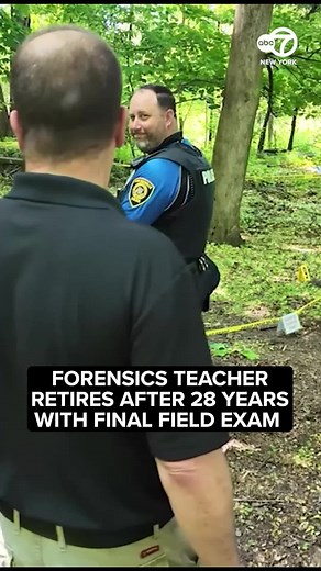 On Tuesday, high school students fanned out across the woods in New Rochelle to investigate mock crime scenes-everything from staged shootings to simulated abductions-as part of the final exam in Scott Rubins' forensic science class. The day marked a bittersweet milestone: Rubins is retiring after 28 years. As Rubins steps away from teaching, he leaves behind a legacy that will continue with the next generation of investigators. #news #abc7ny #fyp #education #teachers