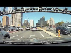 Drive across the Sydney Harbour Bridge and ANZAC Bridge, Sydney Australia