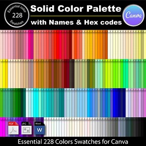 CANVA Color Palette - 228-rgb-essential Colors With Names and Hex Codes - Instant Download - Etsy