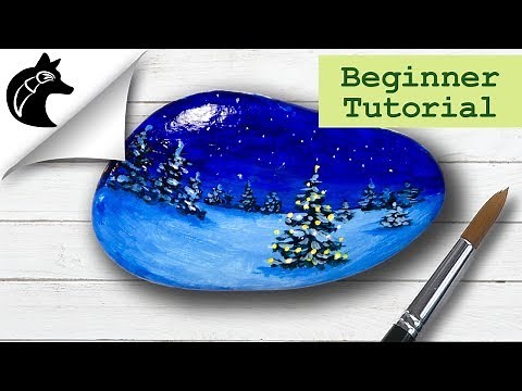 Rock Painting Tutorial For Beginners Winter Landscape