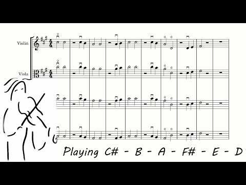 Playing C - B - A - F - E - D. Basic Notes Sheet Music. Play Along. www.OrchestraPlayAlong.com
