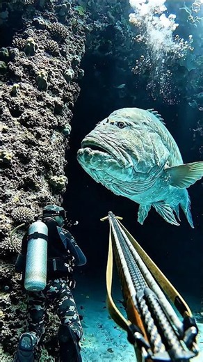 POV: You Disturbed a Giant Grouper in Its Hidden Cave 😳