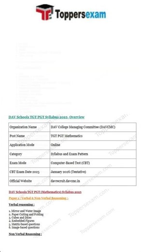 Dav schools tgt pgt syllabus 2025 | dav schools tgt pgt syllabus | dav schools tgt pgt recruitment