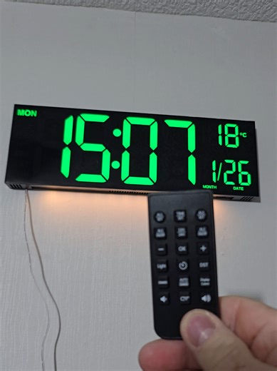 41,91 cm große digitale Wanduhr Teil 100 mit Fernbedienung, große LED/ Doppelalarm/8 RGB-Farben/Automatische Helligkeit/Datum/ Automatische Sommerzeit/Temperatur/ Nachtlicht Fitnessstudio-Uhren für Wohnzimmer Schlafzimmer Büro Wanddekoration #uhr #clock #digitsl #xxl #TikTokMadeMeBuylt