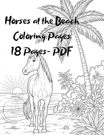 Pferd Malseiten am Strand, Malseiten für Erwachsene und Kinder, Ausmalbilder Pferd, Ausmalbilder Pferd, Ausmalbilder Pferd, - Etsy.de