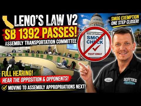 Leno's Law V2 (SB 1392) PASSES Assembly Committee! FULL HEARING 6/29. Smog check: exemption: