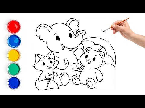 Cute Cartoon Animal Drawing for Kids 🐘🦊🐻 | Easy Step-by-Step Art Tutorial
