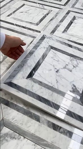 SQUARE PERFECTION! 📐 Watch these Grey & White Marble Tiles Align