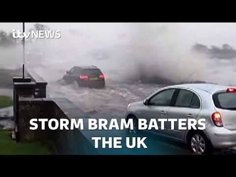 Storm Bram: Homes without power as storm makes its mark across the UK | ITV News