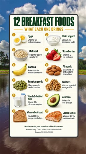 12 Breakfast Foods & the Nutrients They Provide | Healthy Breakfast Ideas
