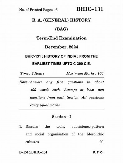 BHIC-131 Dec 2024 | IGNOU Previous Year Question Paper