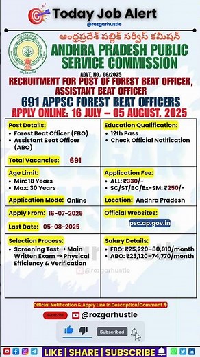 APPSC FBO & ABO Recruitment 2025 | 691 Forest Beat Officer Posts | Apply by Aug 5 #shorts #appsc