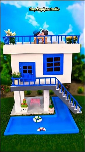 “Mini Dream House With Rooftop Romance & Tiny Pool – Satisfying DIY Build!”