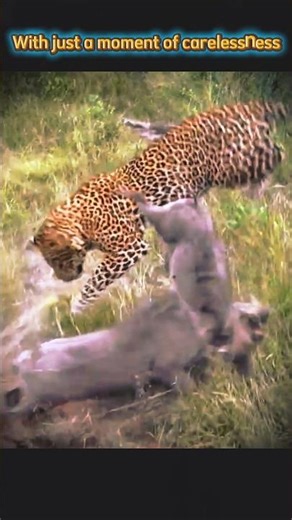 Just One Careless Second — The Warthog Pays the Price to the Leopard!#short #wildlife #leopard