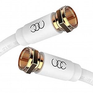 Ultra Clarity Cables RG6 Coaxial Cable Connector Set 12 FT, CL3 White Coax Cord TV Cable Wire, in-Wall Rated-Digital Audio Video Satellite Cable Extension, Gold Plated Compression Connectors - White