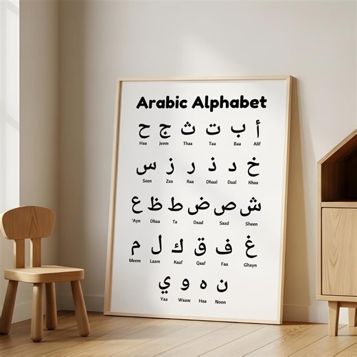 Arabic Alphabet Chart Islamic Kids Learning Printable Arabic Letters Poster Muslim Homeschool Classroom Decor Arabic Language Educational - Etsy
