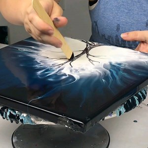 153K views · 2.9K reactions | This is a fun glow in the dark Halloween tree painting! I'm not sure what I'm going to do with the painting underneath, but let me know if you have any ideas or if you think I should leave it as-is :) | Mixed Media Girl | Facebook