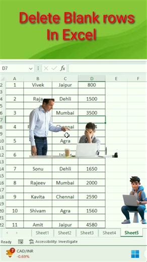 👍Delete Blank Rows in Excel FAST 💯#shorts #excel #shortsfeed #exceltips