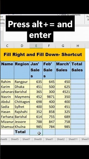 Amazing Excel Tricks | Fill Right & Down Like a Pro #excel #howto #autosum
