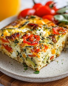 "Veggie-Packed Cottage Cheese Egg Bake Ingredients 6 large eggs 1 cup cottage cheese ½ cup milk 1 cup chopped vegetables (bell peppers, spinach, zucchini, broccoli, or a mix) ½ cup shredded cheese (cheddar, mozzarella, or Swiss) 1 small onion, diced 2 cloves garlic, minced ½ teaspoon salt ¼ teaspoon black pepper ½ teaspoon dried herbs (thyme, oregano, or basil) Optional: 2 tablespoons chopped fresh parsley or chives Instructions Preheat Oven Preheat oven to 375°F (190°C). Grease an 8x8-inch (20x