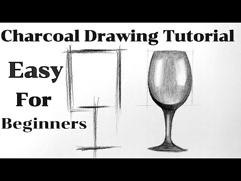 How to Draw Charcoal drawing EASY pencil sketch for beginners Charcoal Art Still Life Glass Drawing
