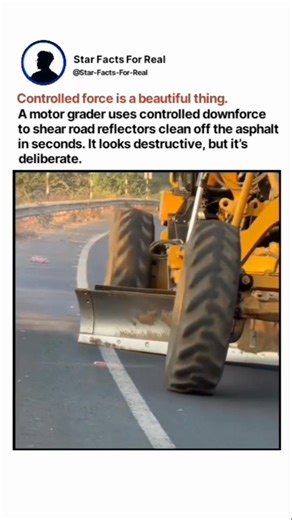 Watch how a road grader removes reflectors clean off the asphalt.
