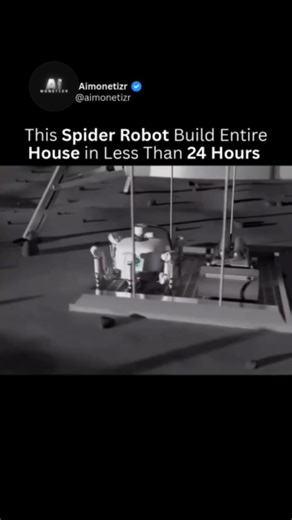 AI Tools | Technology on Instagram: "Spider Robot Build Entire House in 24 Hours! A semi-autonomous, spider-like robot named Charlotte is being developed in Australia with the goal of 3D printing the structural walls of a house in approximately 24 hours. Developed by Crest Robotics and Earthbuilt Technology, the robot uses an additive manufacturing process to build homes rapidly and sustainably. Key Features of the "Spider Robot"...! Speed: Charlotte can construct the walls of a 200-square-meter