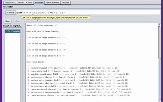 应用weka进行数据关联分析