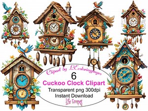 Floral Cuckoo Clock Clipart Bundle – PNG Images, Commercial Use (digital Download) - Etsy