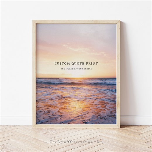 Personalized Beach Sunset Print, Framed Custom Quote Ocean Wall Art Canvas - Etsy