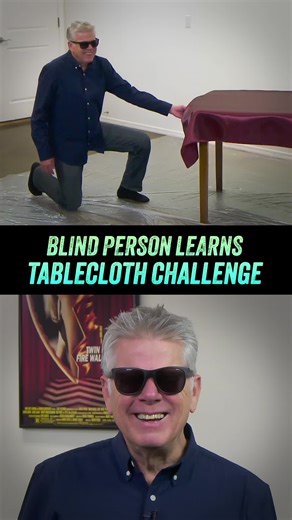Blind Man Attempts The Tablecloth Challenge