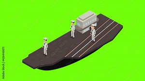 Aircraft carrier icon animation cartoon best object on green screen background