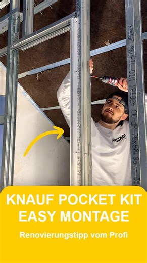 TOBIAS HAUBNER on Instagram: "Trockenbau Wand bauen mit @knaufdiy Pocket Kit Easy Schiebetürsystem 🧱🚧 #trockenbau #renovieren #maler #baustelle #hausbau"