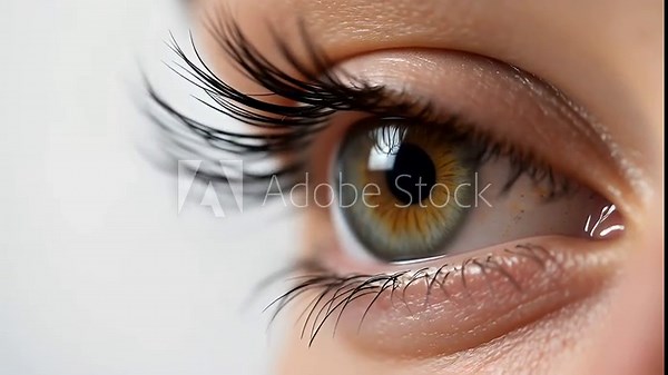 Human Eye Blinking Close-Up Macro Video, Realistic Eyelid Movement, Detailed Iris and Eyelashes, Cinematic Focus Only on Eye, No Face Visible, High-Resolution Medical and Cinematic Footage