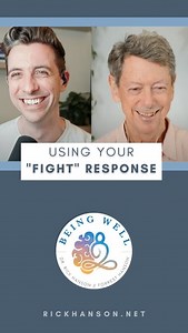 Is the “fight” response a reflection of anger? This week on @beingwellpodcast, @f.hanson and I continue our series on the stress responses with the “fight” response to stress. They explore anger, repression, and the balance of self-expression and self-regulation before talking about how we can claim the adaptive aspects of the fight response without falling prey to its more problematic aspects. Join us through the link in my profile! | Rick Hanson, Ph.D.