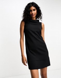 Closet London high neck a-line mini dress in black in scuba style fabric | ASOS