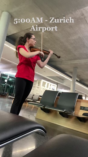 Musical Performance with Violin at Airport