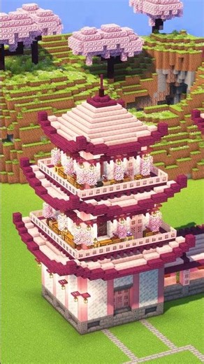 Minecraft Easy Cherry Castle🏯 #shorts