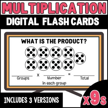 Multiplication Flashcards Digital Slides with Answers 3rd Grade | Multiply by 9
