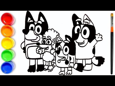 How to draw Bluey | Bluey, Bandit Heeler, Chilli Heeler, Coco, Winston | Drawing Bluey | BLUEY