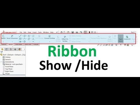 How to show hide ribbon in solid works