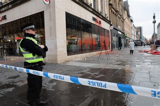 Scots HSBC branch sprayed with red paint as city centre street cordoned off