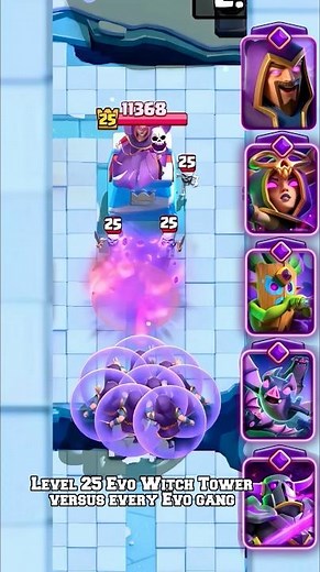 Level 25 EVO Witch Tower vs 8 EVO Wizards 😱 INSANE Battle! #ClashRoyale #Shorts
