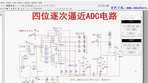 4位逐次逼近ADC电路multisim仿真