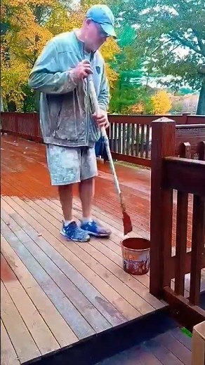 How to stain a deck with a brush fast and easy #woodrestoration