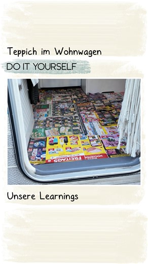 Sina & Markus | Camping | Ausflugsziele | Familie | 🪚 DIY Teppichboden im Wohnwagen 📐 In unserem Tedox gab es den Teppich nur mit 5m Breite, weswegen wir 2x5m für 70€ gekauft haben. In... | Instagram