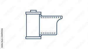 Camera film roll. Film strip. Cinema frame. Motion graphics.
