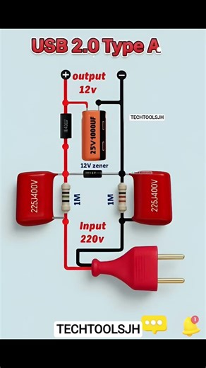 USB 2.0 Type A connection circuit diagram #shots #electrical #electrician