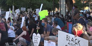 Peaceful protest held on Harrison square in Arkansas