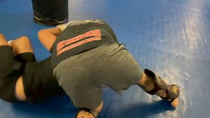 Ground and Pound Sparring in our Shoot Boxing Class w/ Coach...